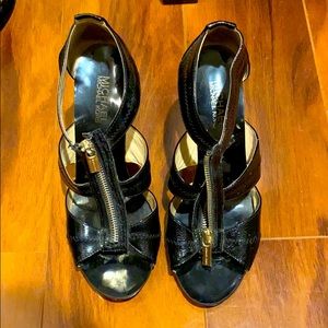 Michael Kors black and gold heels with zipper